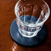 Navy Blue Leatherette Coaster, Round